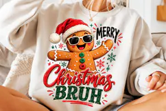 Funny Christmas Bruh Gingerbread Man PNG Product Image 3
