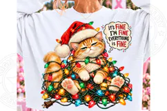 It’s Fine I’m Fine Everything Is Fine Christmas Cat PNG Product Image 1