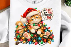 It’s Fine I’m Fine Everything Is Fine Christmas Cat PNG Product Image 2