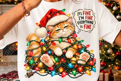 It’s Fine I’m Fine Everything Is Fine Christmas Cat PNG Product Image 3
