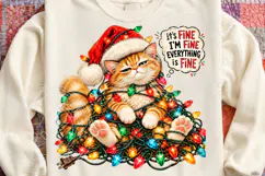 It’s Fine I’m Fine Everything Is Fine Christmas Cat PNG Product Image 4