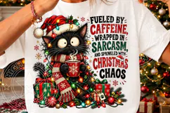 Funny Christmas Cat Sublimation PNG, Caffeine and Sarcasm Ho Product Image 3