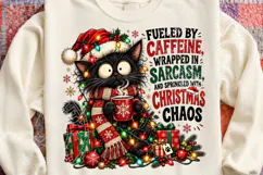 Funny Christmas Cat Sublimation PNG, Caffeine and Sarcasm Ho Product Image 4