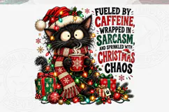 Funny Christmas Cat Sublimation PNG, Caffeine and Sarcasm Ho Product Image 5