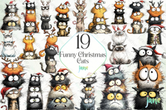 Funny Christmas Cats Sublimation Clipart Bundle Product Image 1