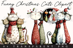 Funny Christmas Cats Clipart Sublimation Product Image 1