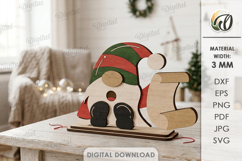 Funny Christmas Gnome Laser Cut. Christmas Stand Decor SVG Product Image 1