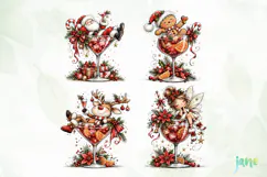 Funny Christmas Cocktail Clipart Product Image 1