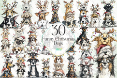Funny Christmas Dogs Hand Drawn Clipart Bundle Product Image 1