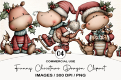Funny Christmas Dragon Clipart Sublimation Product Image 1