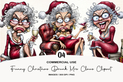 Funny Christmas Drunk Mrs Claus Clipart PNG Product Image 1