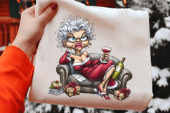 Funny Christmas Drunk Mrs Claus Clipart PNG Product Image 2