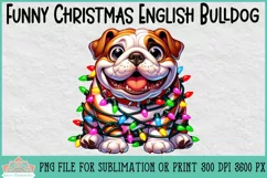 Funny Christmas English Bulldog | Christmas Clipart Product Image 1