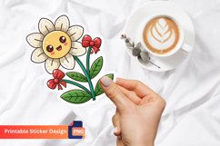 Funny Christmas Flower Sticker, Festive Floral Sticker Product Image 1