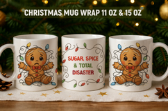 Funny christmas mug wrap, Gingerbread mug wrap Product Image 1
