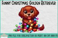 Funny Christmas Golden Retriever | Christmas Clipart Product Image 1