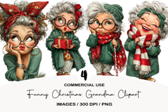 Funny Christmas Grandma Clipart Product Image 1