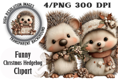 Funny Christmas Hedgehog Clipart Product Image 1