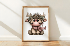 Funny Christmas Highland Cow Clipart Product Image 3
