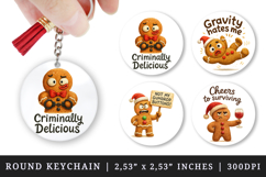 Funny Christmas round keychain pintable sublimation design Product Image 1