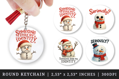 Funny Christmas round keychain pintable sublimation design Product Image 1