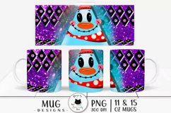 cute christmas mug design with a snowman shown on mugs
