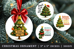 Funny Christmas round ornaments sublimation design Product Image 1