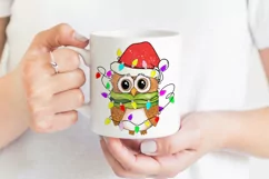 Funny Christmas Print | Funny Owl With Christmas Lights PNG Product Image 2
