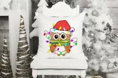 Funny Christmas Print | Funny Owl With Christmas Lights PNG Product Image 3