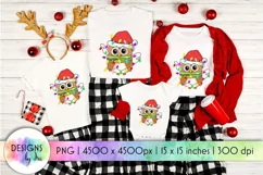 Funny Christmas Print | Funny Owl With Christmas Lights PNG Product Image 1