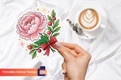 Funny Christmas Peony Flower Sticker, Christmas Floral Art Product Image 1