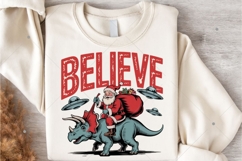 Funny Christmas PNG, Believe PNG, Retro Santa Claus shirt Product Image 5