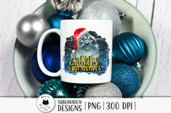 christmas sublimation design with pug dog and funny quote shown on a mug