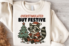 Funny Christmas raccoon PNG, Overstimulated but festive PNG Product Image 5