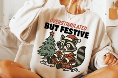 Funny Christmas raccoon PNG, Overstimulated but festive PNG Product Image 6