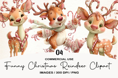 Funny Christmas Reindeer Clipart Product Image 1