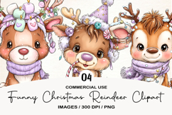 Funny Christmas Reindeer Clipart Product Image 1