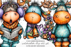 Funny Christmas Reindeer Clipart - Funny Reindeer PNG Product Image 1