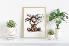 Funny Christmas Reindeer Clipart PNG Product Image 2