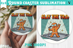 Christmas Round Coaster | Funny retro style Product Image 1