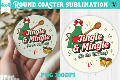 Christmas Round Coaster | Funny retro style Product Image 1