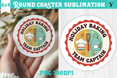 Christmas Round Coaster | Funny retro style Product Image 1