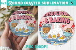 Christmas Round Coaster | Funny retro style Product Image 1