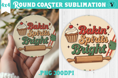 Christmas Round Coaster | Funny retro style Product Image 1