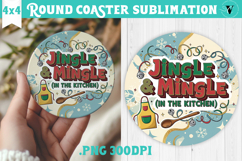 Christmas Round Coaster | Funny retro style Product Image 1