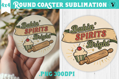 Christmas Round Coaster | Funny retro style Product Image 1