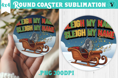 Christmas Round Coaster | Funny retro style Product Image 1