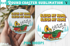 Christmas Round Coaster | Funny retro style Product Image 1