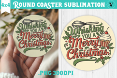 Christmas Round Coaster | Funny retro style Product Image 1