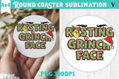 Christmas Round Coaster | Funny retro style Product Image 1